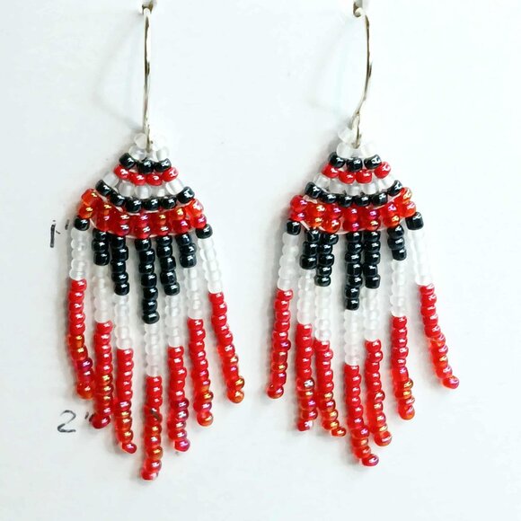 Small Beaded Fringe Dangle Earrings, 2.25" - Picture 7 of 7